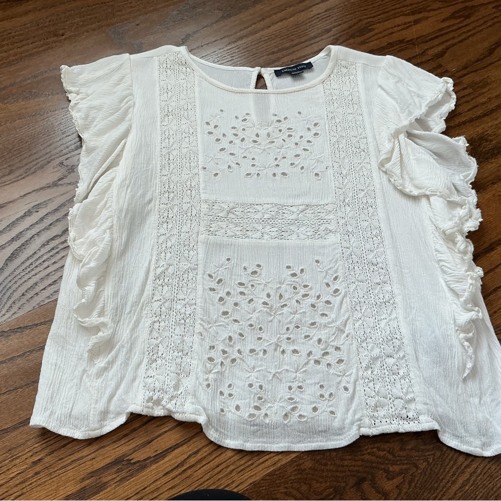 American Eagle Outfitters Cream Lace Blouse